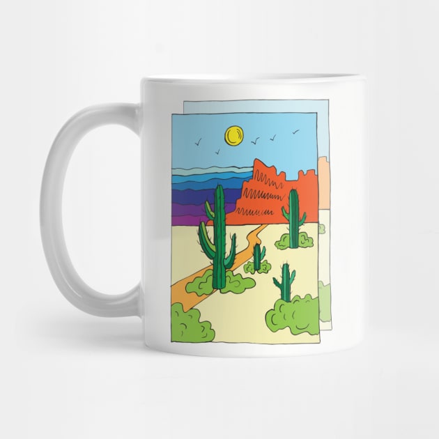Mexican landscape with cactus and road by annaazart